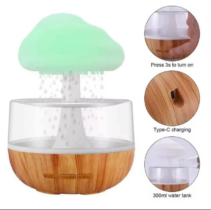 Achezo® CloudRain Rechargeable LED Humidifier & Aroma Diffuser