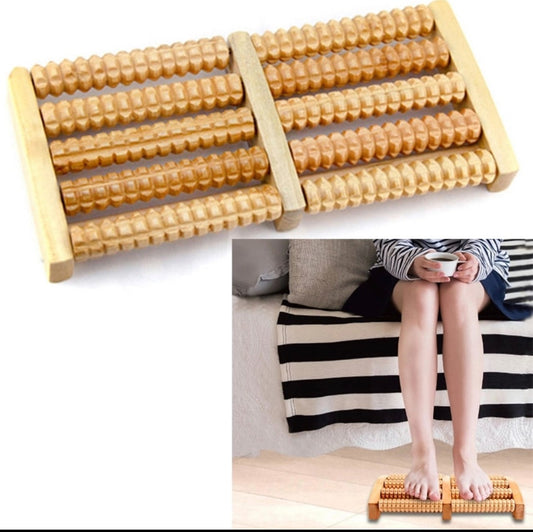 Achezo® WoodEase Traditional Natural Wooden Roller Foot Massager