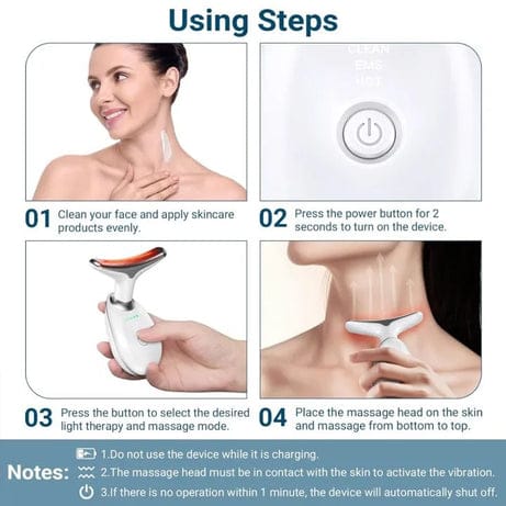Achezo® GlowLift Rechargeable EMS Microcurrent Neck & Face Anti-Aging Massager (Type-C)