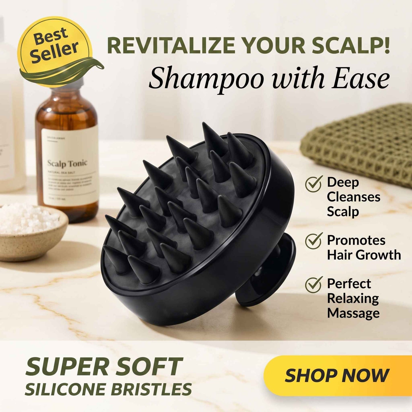 Achezo® ScalpCare Soft Silicone Shampoo & Scalp Massage Brush
