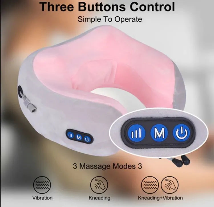 Achezo® CloudRest USB Rechargeable U-Shaped Cervical Massage Pillow