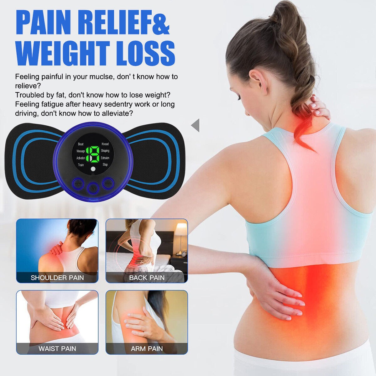 Achezo® PocketPulse Portable EMS Mini Wireless Muscle Relief Massage Patch