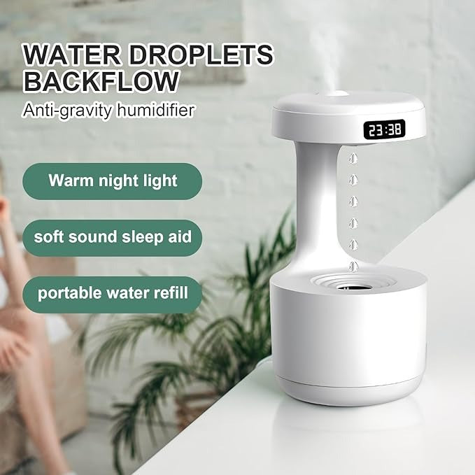 Achezo® LevitWave Antigravity Water-Drop LED Humidifier & Clock