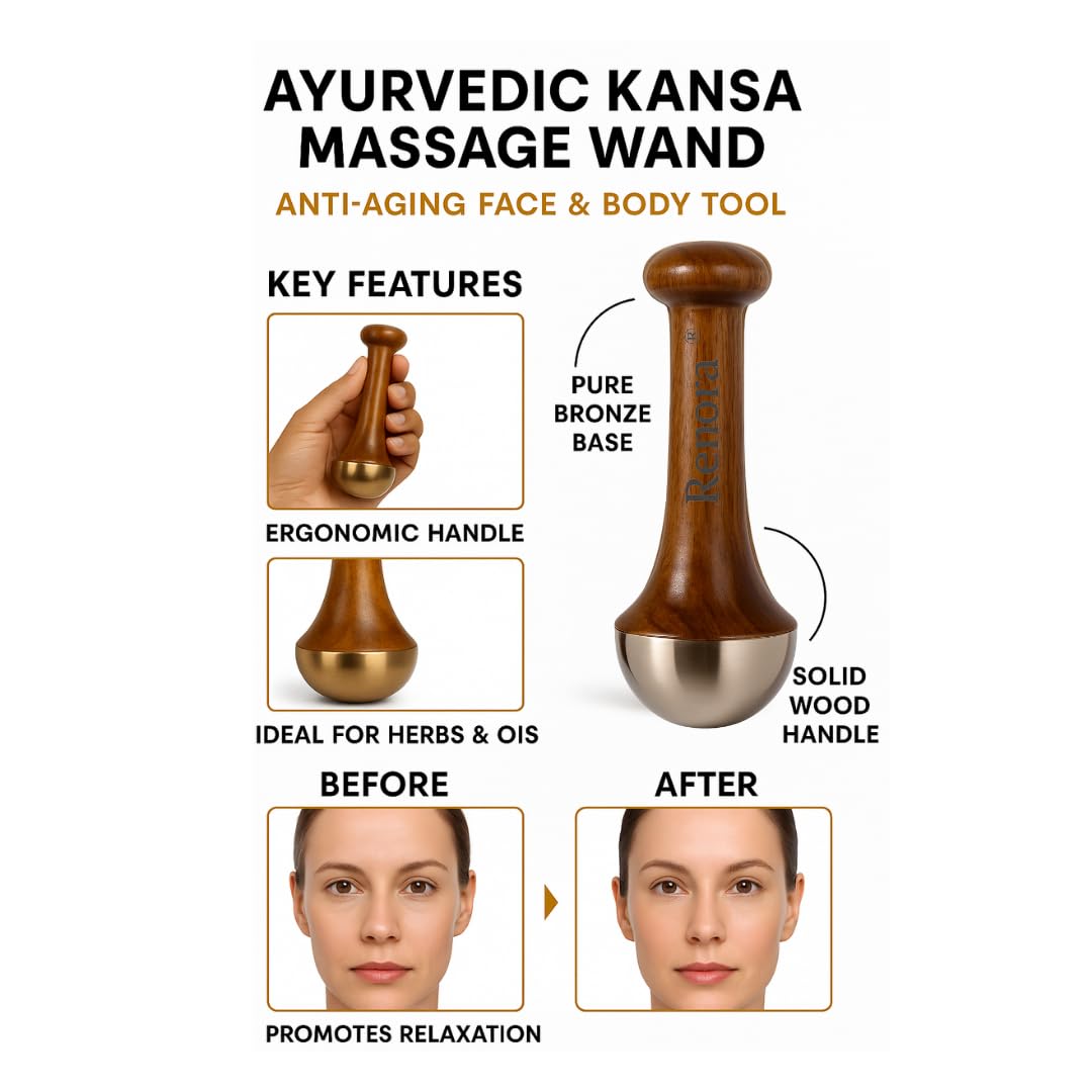 Achezo® KansaWand Ayurvedic Bronze Facial & Foot Massage Tool