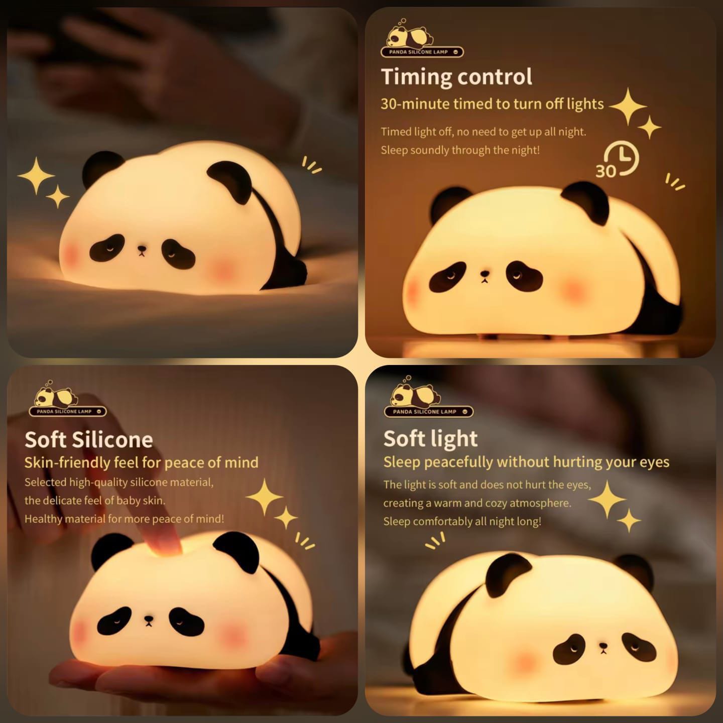 Achezo® LumiPanda Rechargeable Cute LED Night Light & Bedside Lamp