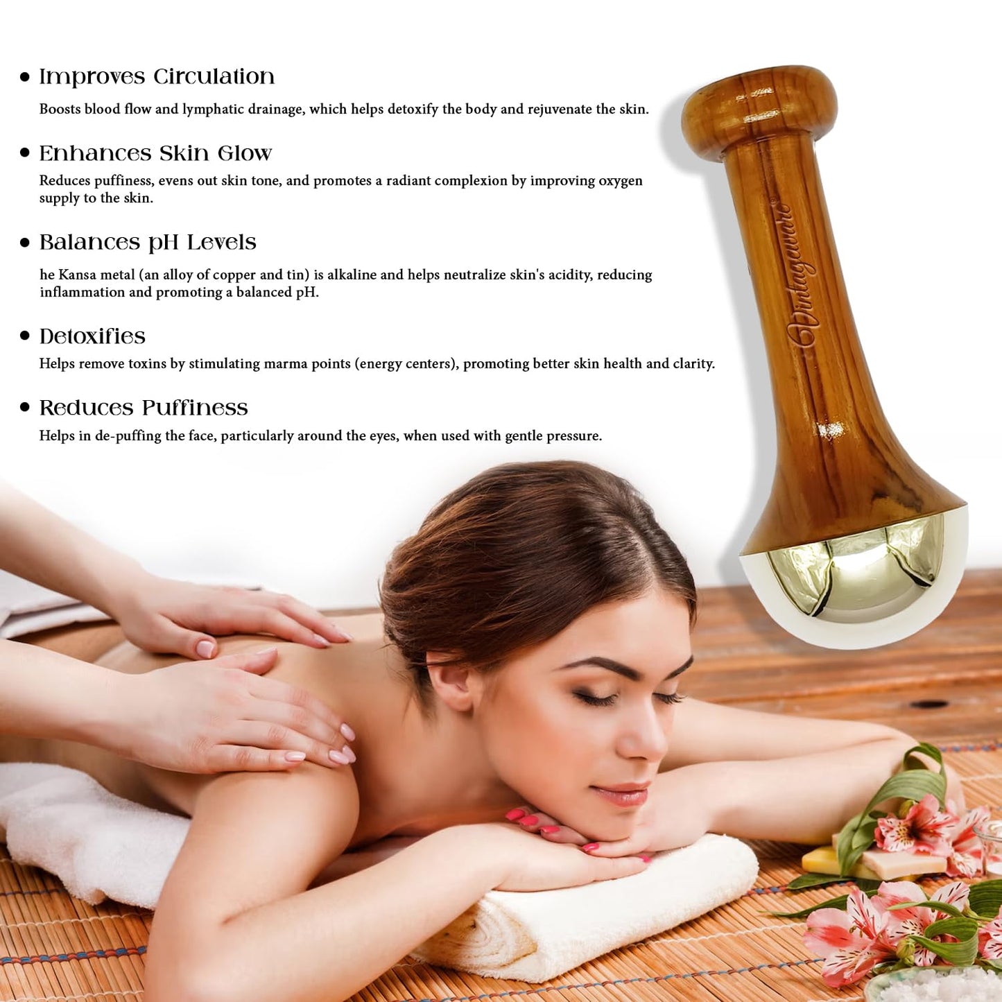 Achezo® KansaWand Ayurvedic Bronze Facial & Foot Massage Tool