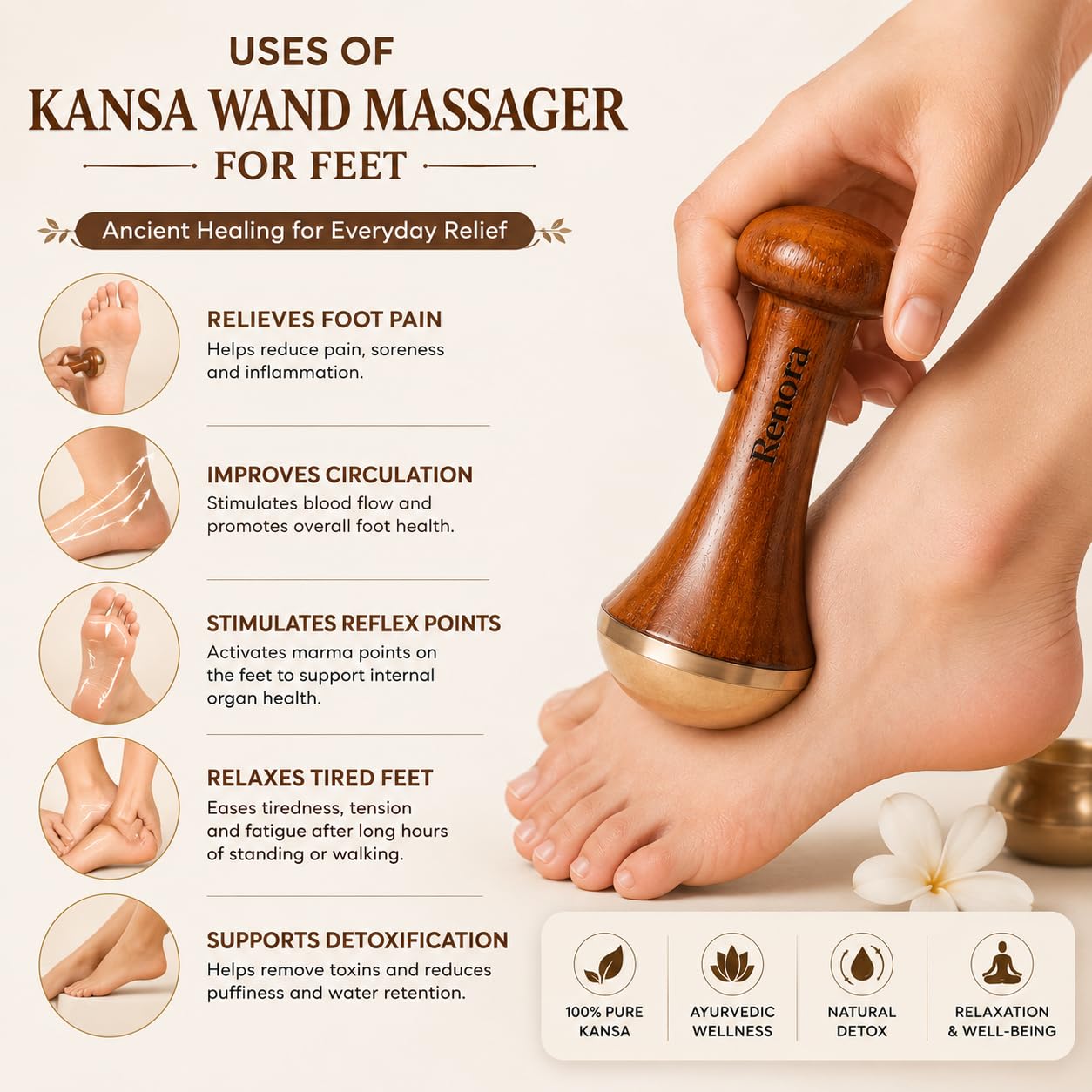 Achezo® KansaWand Ayurvedic Bronze Facial & Foot Massage Tool