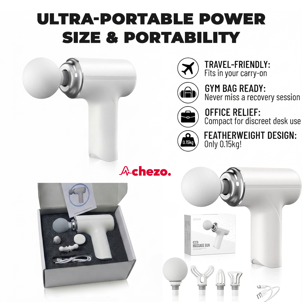 Achezo™ ElitePro 4-in-1 Ultimate Percussion Massager - Multi-Functional Deep Tissue Body Massager with 4 Massage Heads, Type-C Charging & Long Battery Life