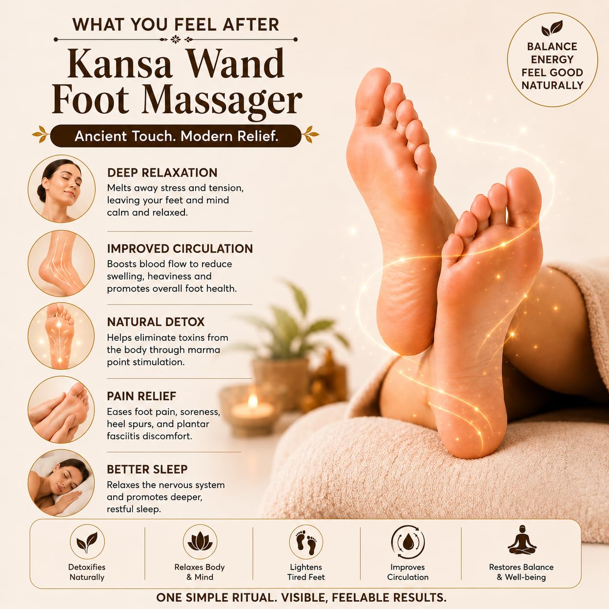 Achezo® KansaWand Ayurvedic Bronze Facial & Foot Massage Tool