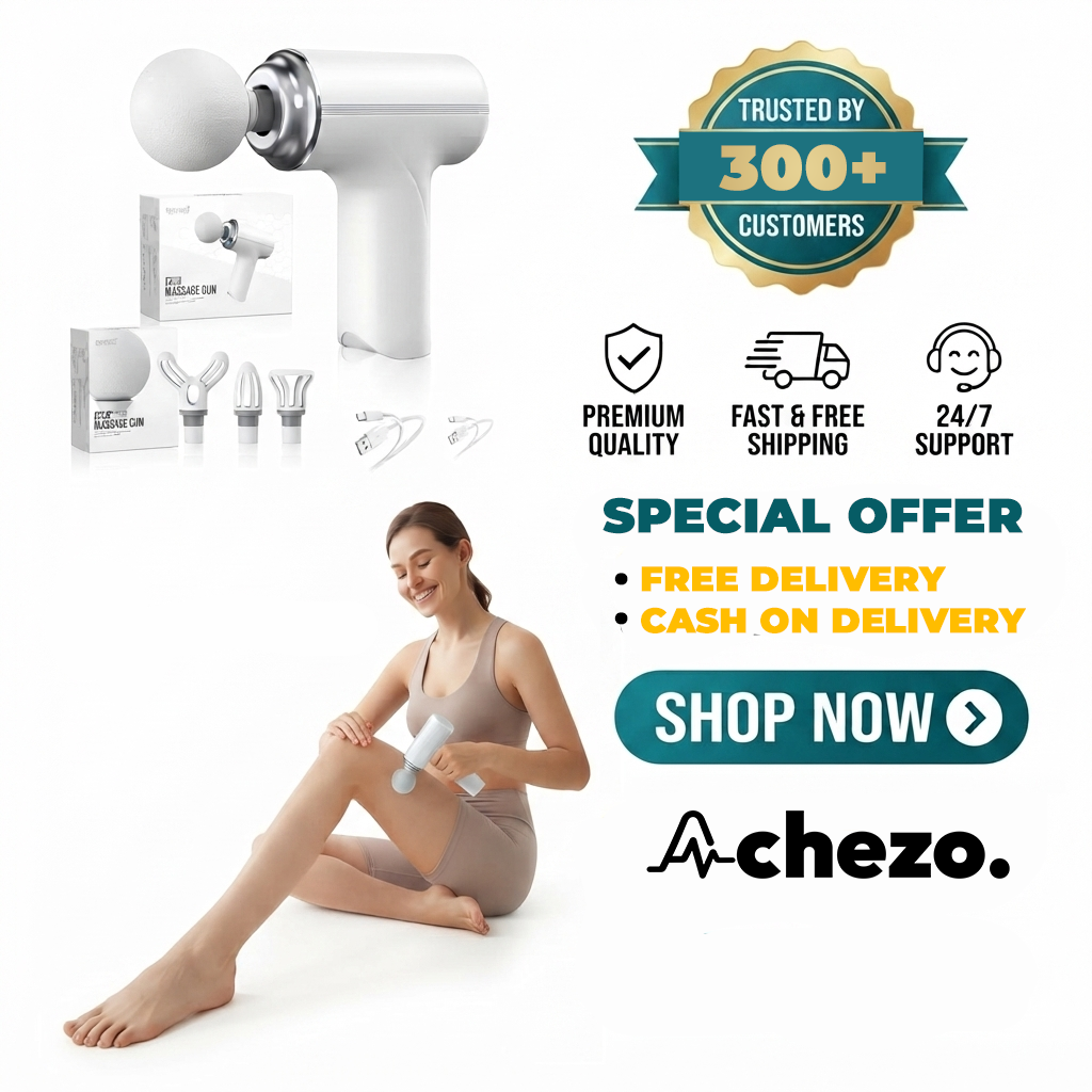 Achezo™ ElitePro 4-in-1 Ultimate Percussion Massager - Multi-Functional Deep Tissue Body Massager with 4 Massage Heads, Type-C Charging & Long Battery Life