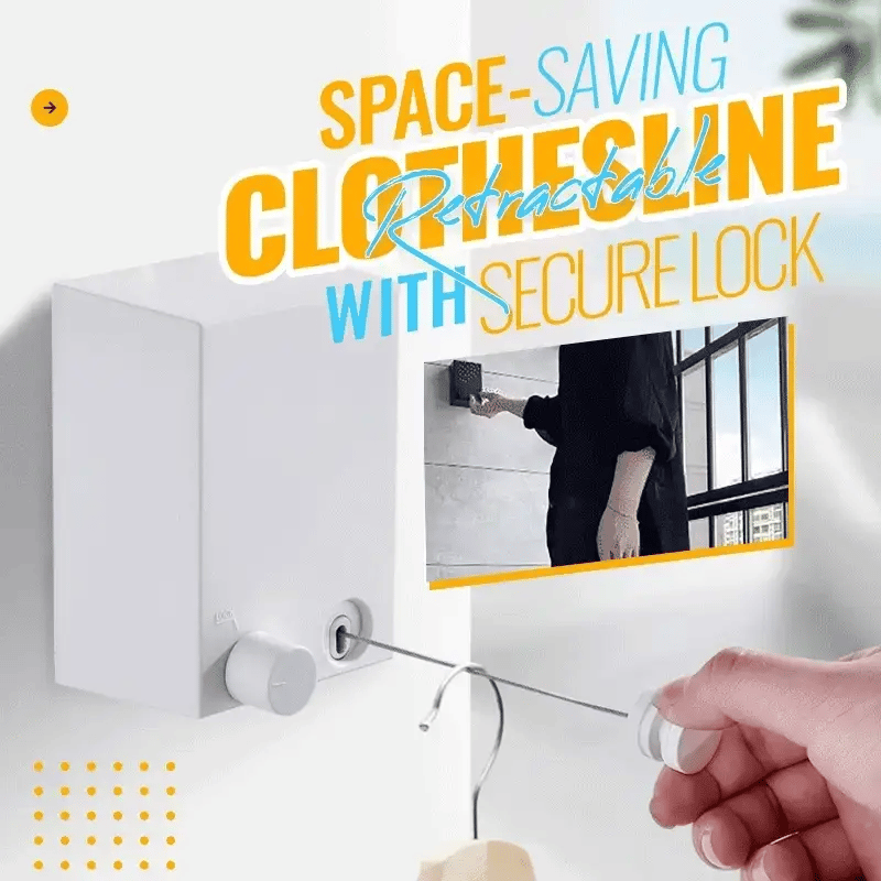 Telescopic Clothesline Clothes Drying Rope | 4.2M Retractable Steel Wire Laundry Line - حبل غسيل ملابس قابل للسحب | حبل تجفيف فولاذي بطول 4.2 متر