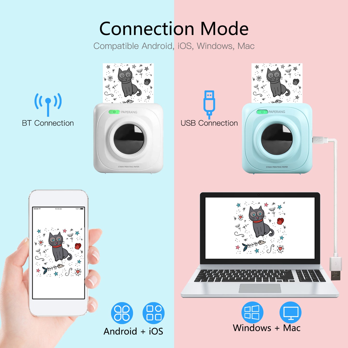 Pocket Portable Thermal Label Printer: Smart Bluetooth Sticker Maker  طابعة الملصقات الحرارية المحمولة للجيب مع خاصية البلوتوث الذكية