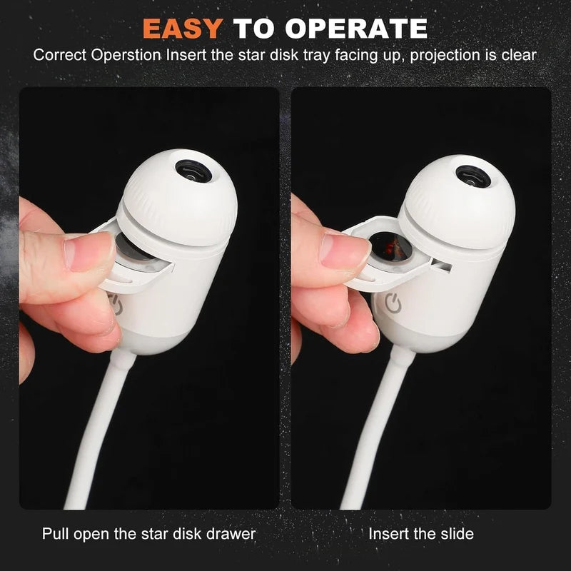 Portable Mini USB Starry Sky Projection Lamp: Adjustable Ambient Night Light  مصباح العرض الضوئي المحمول USB لإضاءة نجوم السماء والديكور