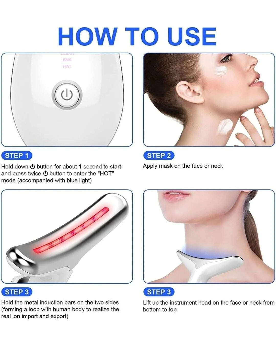 Anti-Wrinkle Beauty Apparatus: EMS & Thermal LED Face Massager  جهاز التجميل لمحاربة التجاعيد وتدليك الوجه والرقبة بتقنية EMS والضوء