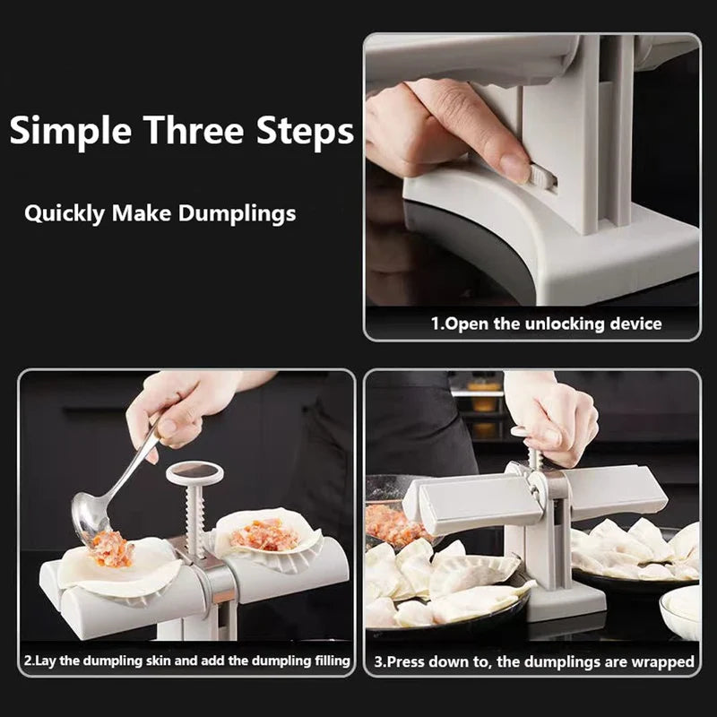 Automatic Dumpling Machine | Dual-Slot Quick Dumpling Maker & Sealing Tool - آلة صنع الزلابية التلقائية | أداة سريعة لصنع وإغلاق الزلابية بفتحتين