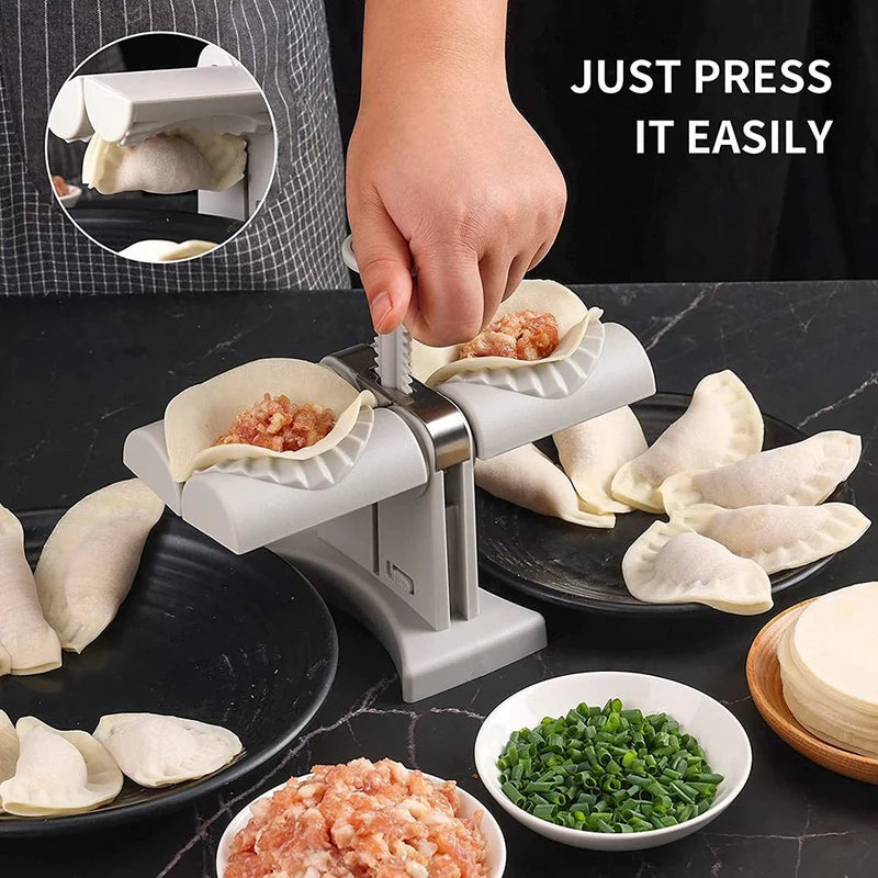 Automatic Dumpling Machine | Dual-Slot Quick Dumpling Maker & Sealing Tool - آلة صنع الزلابية التلقائية | أداة سريعة لصنع وإغلاق الزلابية بفتحتين