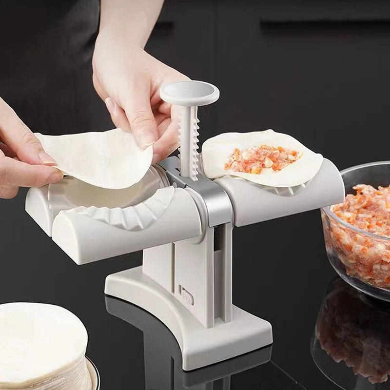 Automatic Dumpling Machine | Dual-Slot Quick Dumpling Maker & Sealing Tool - آلة صنع الزلابية التلقائية | أداة سريعة لصنع وإغلاق الزلابية بفتحتين