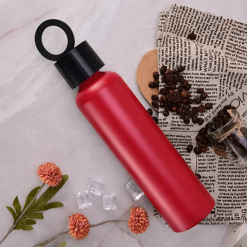 Vacuum Insulated Water Bottle with Phone Holder Lid | Stainless Steel Thermal Flask - مطارة مياه معزولة بتفريغ الهواء مع غطاء حامل للهاتف | قارورة حرارية من الستانلس ستيل Random Colours Available