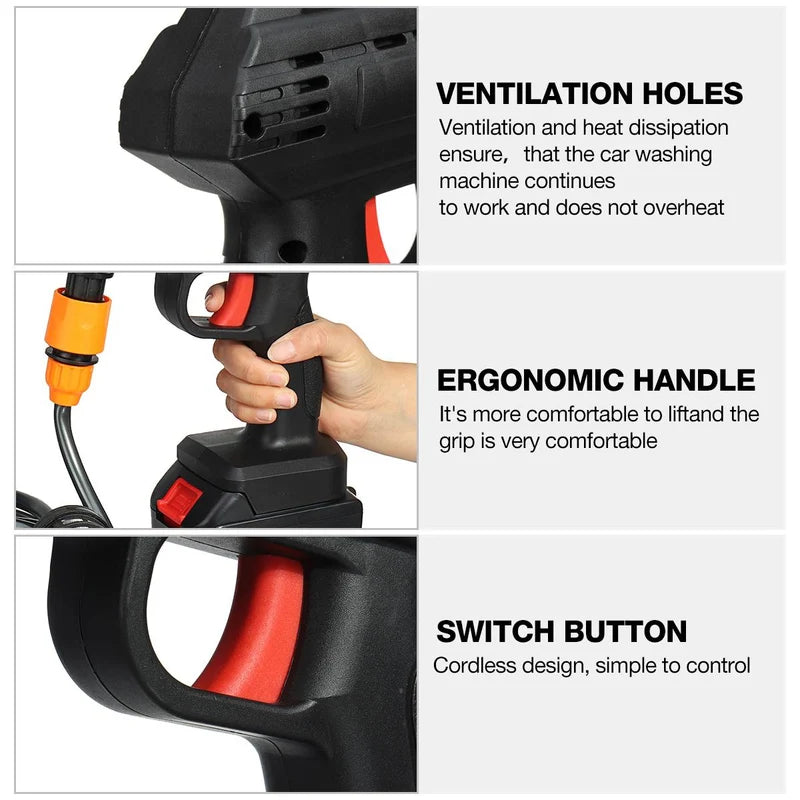 Cordless High-Pressure Washer | 24V Portable Rechargeable Car Washing Gun - غسالة ضغط سيارات لاسلكية | مسدس غسيل سيارات محمول وقابل لإعادة الشحن 24 فولت