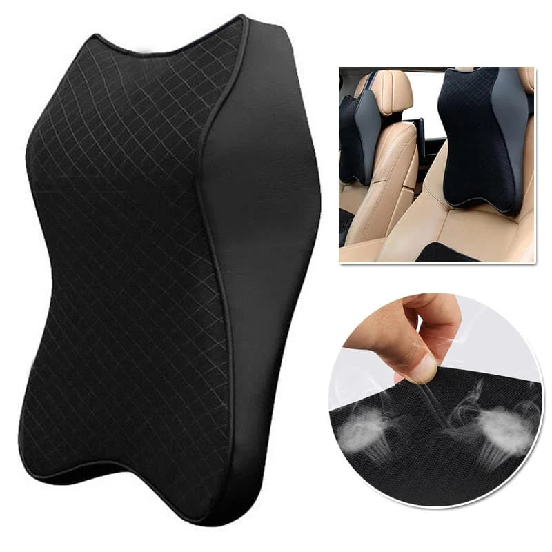Ergonomic Memory Foam Car Neck Pillow | Breathable Cervical Spine Support - وسادة رقبة للسيارة من الإسفنج الذاكري المريح | دعم فقرات العنق ومقاومة التعب