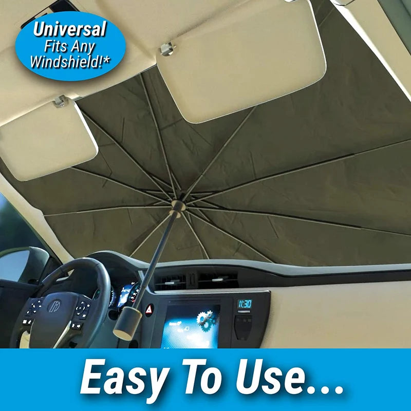 Car Windshield Sun Shade | Foldable Umbrella-Style UV Blocking Windshield Visor - مظلة زجاج السيارة الأمامي | مظلة حجب الأشعة فوق البنفسجية بتصميم قابل للطي