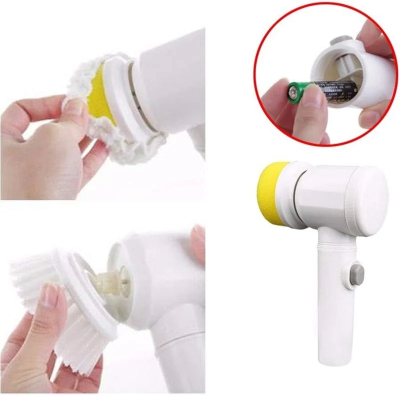 Cleaning Magic Electric Brush (5-in-1) | Cordless Handheld Rotary Scrubber - فرشاة التنظيف السحرية الكهربائية (5 في 1) | فرّاك لاسلكي محمول