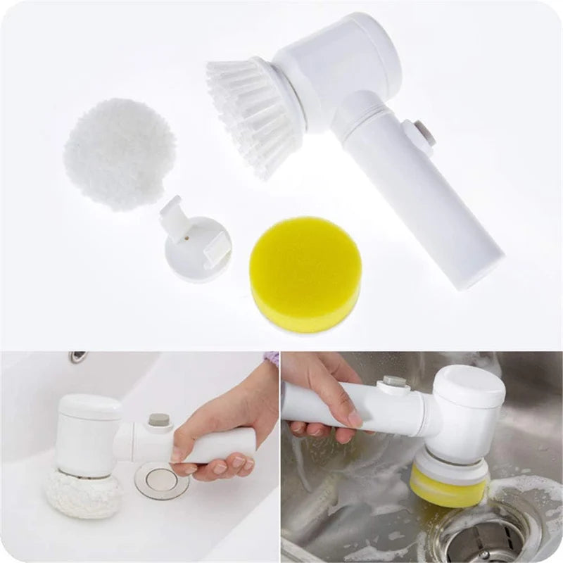 Cleaning Magic Electric Brush (5-in-1) | Cordless Handheld Rotary Scrubber - فرشاة التنظيف السحرية الكهربائية (5 في 1) | فرّاك لاسلكي محمول