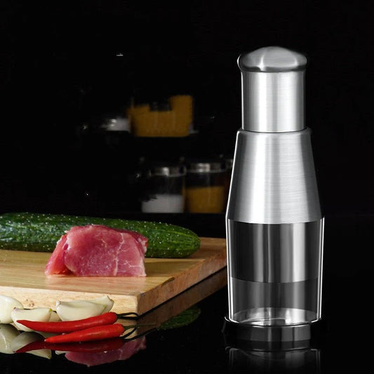 Stainless Steel Manual Garlic Crusher & Vegetable Chopper | Hand-Press Kitchen Squeezer - مفرمة ثوم وبصل يدوية من الفولاذ المقاوم للصدأ | قطاعة خضروات ومكبس ثوم للمطبخ