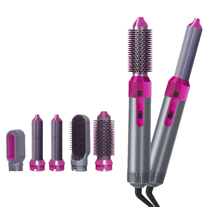 5-in-1 Hot Air Brush & Ceramic Styler: Volumizer, Curler & Dryer  فرشاة تصفيف الشعر 5 في 1 بالهواء الساخن والسيراميك لتجفيف وتنعيم وتجفيف الشعر