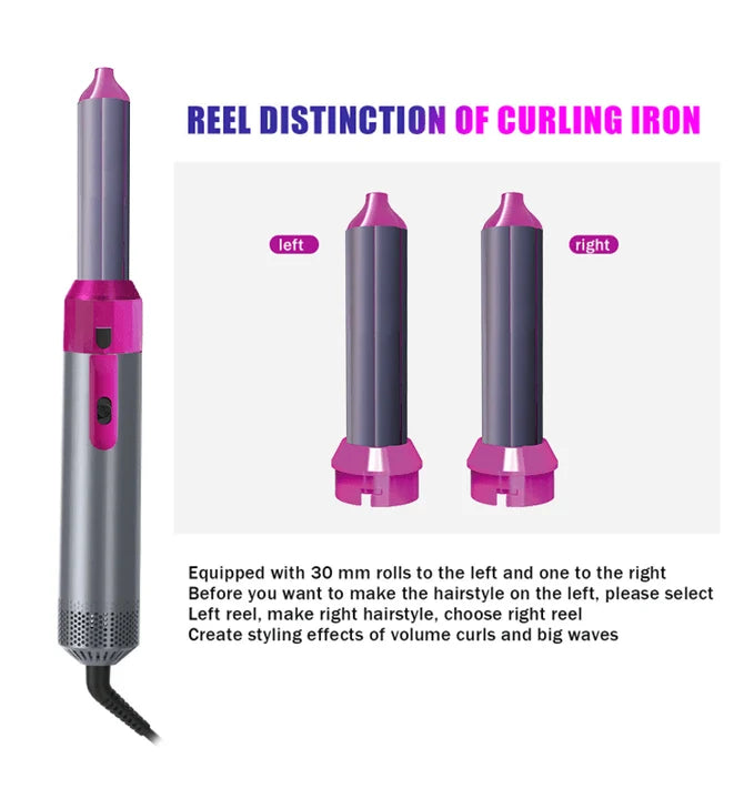 5-in-1 Hot Air Brush & Ceramic Styler: Volumizer, Curler & Dryer  فرشاة تصفيف الشعر 5 في 1 بالهواء الساخن والسيراميك لتجفيف وتنعيم وتجفيف الشعر