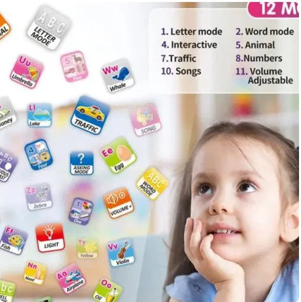 Kids Learning Pad Book: Interactive Musical & Educational Toy  جهاز وكتاب التعلم التفاعلي للأطفال لتنمية المهارات واللغة