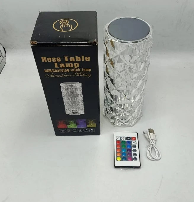 LED Crystal Table Lamp | Rechargeable Color-Changing Acrylic Night Light - مصباح طاولة كريستالي ليد | إضاءة ليلية أكريليك قابلة لإعادة الشحن ومتعددة الألوان