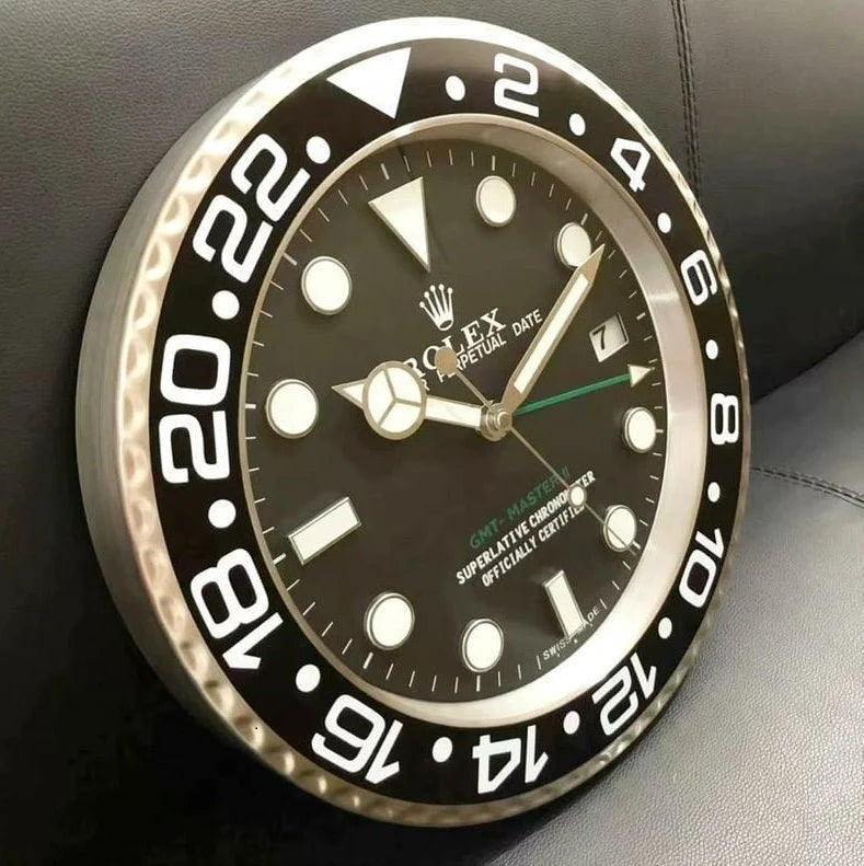 Luxury MasterTime Wall Clock Series | Rolex-Inspired Silent Designer Wall Clock - ساعة جدارية فاخرة بتصميم رولكس ماستر تايم | ساعة حائط صامتة بتصميم عصري