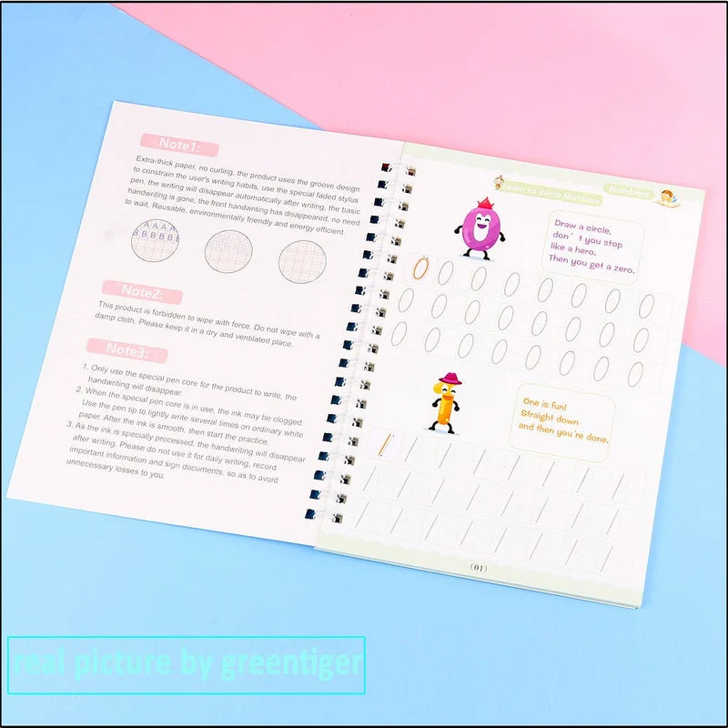 Magic Reusable Handwriting Book: English Practice Copybook  كتاب التدريب على تحسين الخط بالإنجليزية القابل لإعادة الاستخدام