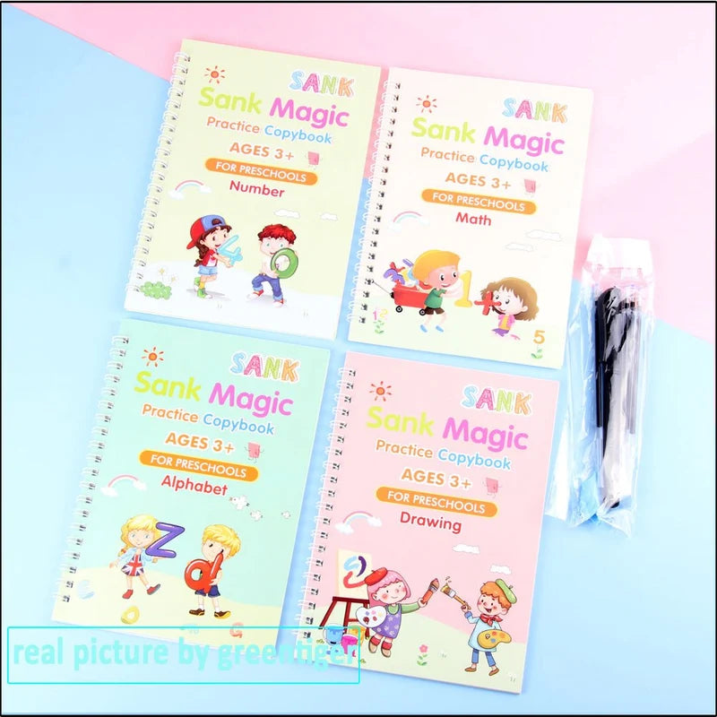 Magic Reusable Handwriting Book: English Practice Copybook  كتاب التدريب على تحسين الخط بالإنجليزية القابل لإعادة الاستخدام