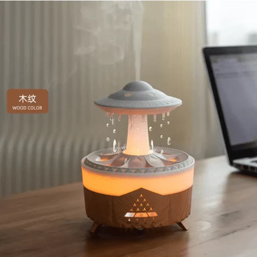 Mushroom Air Humidifier with 7-Color LED & Rain Cloud Effect - جهاز ترطيب الهواء بتصميم الفطر مع إضاءة ملونة وتأثير المطر