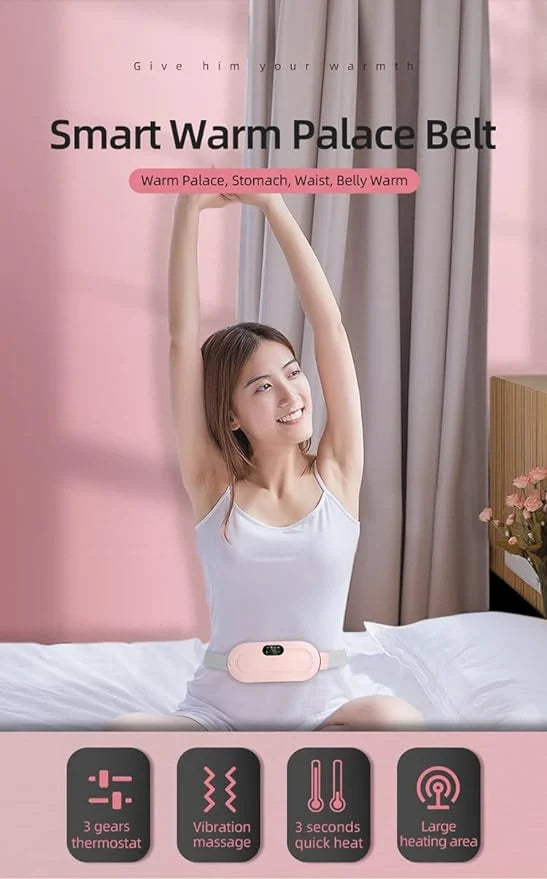 Menstrual Heating Belt: Fast Relief Pad with Heat & Vibration Massage  حزام التدفئة والتدليك لتخفيف آلام الدوره الشهرية والانزعاج
