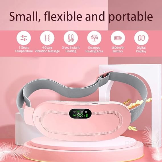 Menstrual Heating Belt: Fast Relief Pad with Heat & Vibration Massage  حزام التدفئة والتدليك لتخفيف آلام الدوره الشهرية والانزعاج