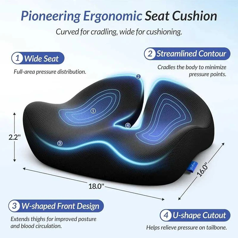 Pioneering Ergonomic Seat Cushion: Memory Foam Orthopedic Cushion  وسادة الجلوس المريحة والمبتكرة المصنوعة من الميموري فوم لدعم الظهر والعمود الفقري