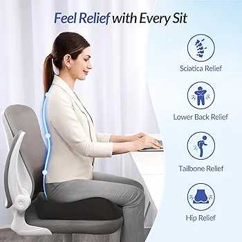 Pioneering Ergonomic Seat Cushion: Memory Foam Orthopedic Cushion  وسادة الجلوس المريحة والمبتكرة المصنوعة من الميموري فوم لدعم الظهر والعمود الفقري