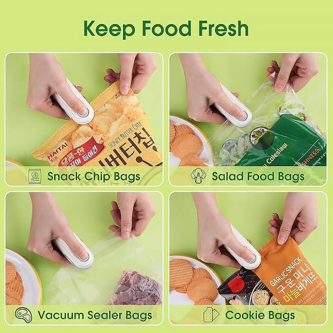 Portable Mini Sealing Machine | USB-Rechargeable Heat Sealer for Food & Snacks - جهاز إغلاق الأكياس المحمول والصغير | آلة لحام حراري قابلة لإعادة الشحن للأطعمة والوجبات الخفيفة