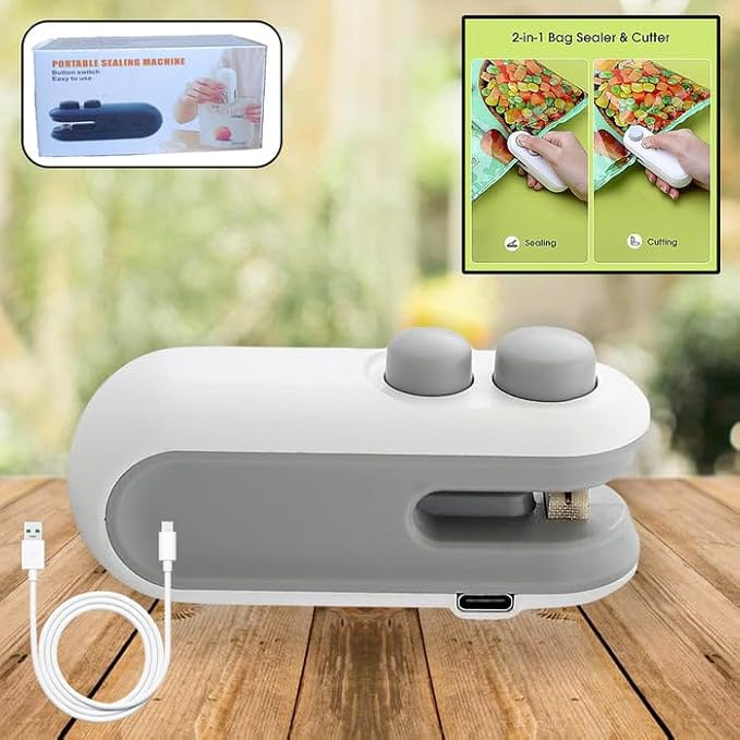 Portable Mini Sealing Machine | USB-Rechargeable Heat Sealer for Food & Snacks - جهاز إغلاق الأكياس المحمول والصغير | آلة لحام حراري قابلة لإعادة الشحن للأطعمة والوجبات الخفيفة
