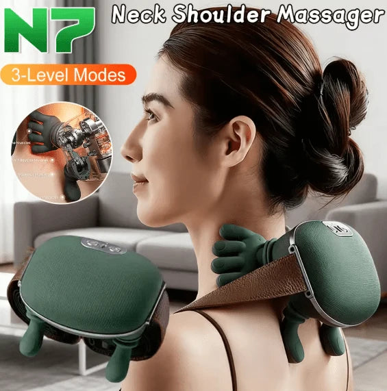 Shoulder & Neck Massager: Dual-Palm Kneading Relief Device  جهاز تدليك الرقبة والكتفين بتقنية الضغط والتدليك العميق