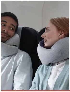 U-Shaped Sleeping Travel Pillow Set: Ergonomic Memory Foam Neck Support  وسادة السفر والنوم المريحة على شكل U مع قناع العين وسدادات الأذن