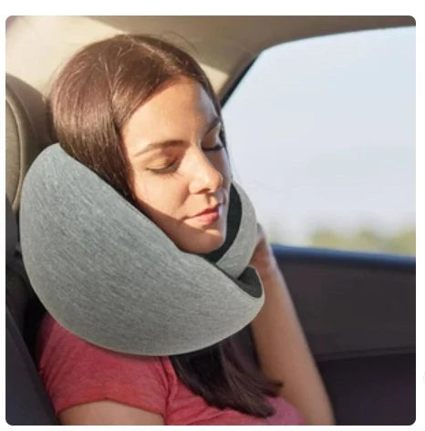 U-Shaped Sleeping Travel Pillow Set: Ergonomic Memory Foam Neck Support  وسادة السفر والنوم المريحة على شكل U مع قناع العين وسدادات الأذن
