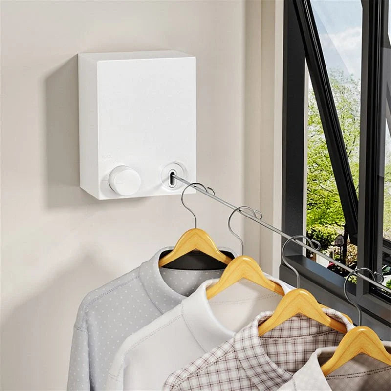 Telescopic Clothesline Clothes Drying Rope | 4.2M Retractable Steel Wire Laundry Line - حبل غسيل ملابس قابل للسحب | حبل تجفيف فولاذي بطول 4.2 متر