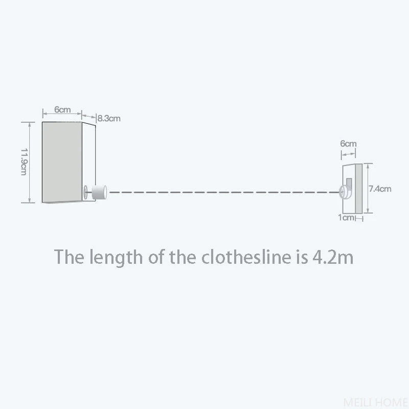 Telescopic Clothesline Clothes Drying Rope | 4.2M Retractable Steel Wire Laundry Line - حبل غسيل ملابس قابل للسحب | حبل تجفيف فولاذي بطول 4.2 متر