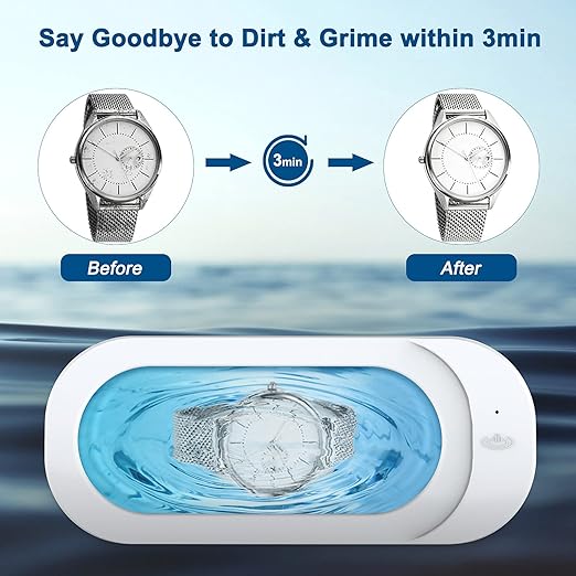 Ultrasonic Glasses & Jewelry Cleaner: Portable Deep Cleaning Tank  منظف النظارات والمجوهرات بالموجات فوق الصوتية للتنظيف العميق والشامل