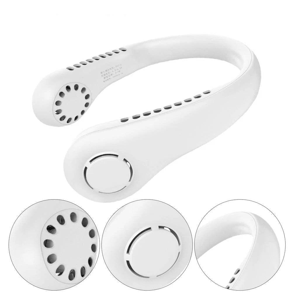 Vaneless Neck Hanging Fan: 360° Bladeless Wearable Personal Cooler  مروحة الرقبة المعلقة بدون شفرات لتبريد شخصي شامل ومريح